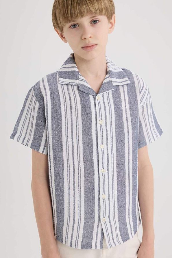 Boys' Oversized Polo Collar Short Sleeve Shirt