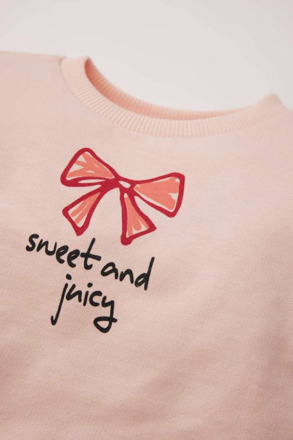 Girls' Soft-Fleece Printed Crew Neck Sweatshirt