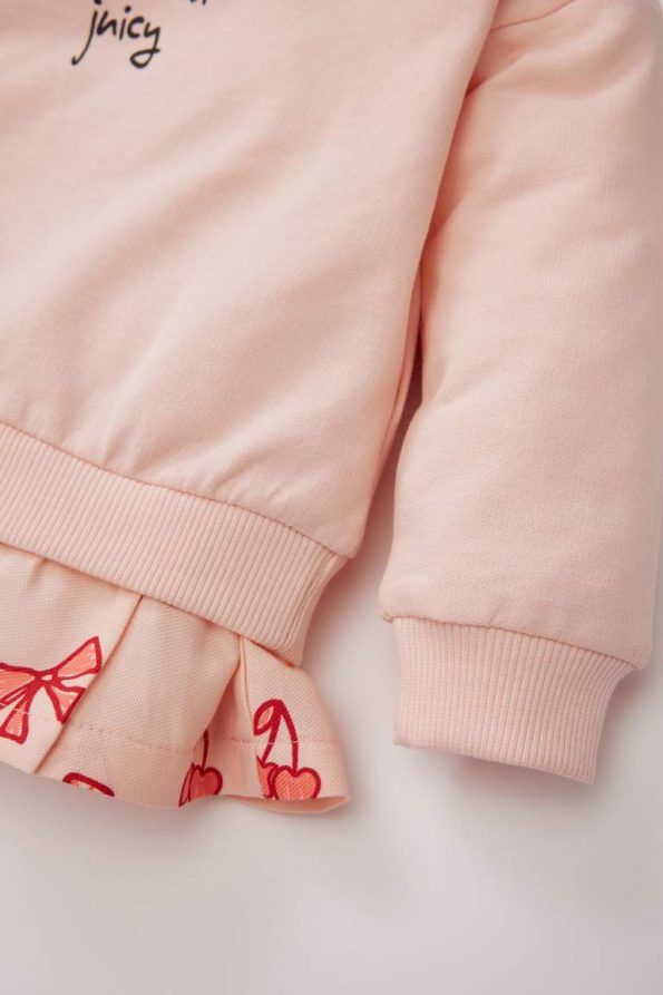 Girls' Soft-Fleece Printed Crew Neck Sweatshirt