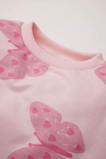 Girls' Soft-Fleeced Butterfly Print Crew Neck Sweatshirt