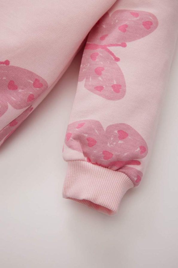 Girls' Soft-Fleeced Butterfly Print Crew Neck Sweatshirt