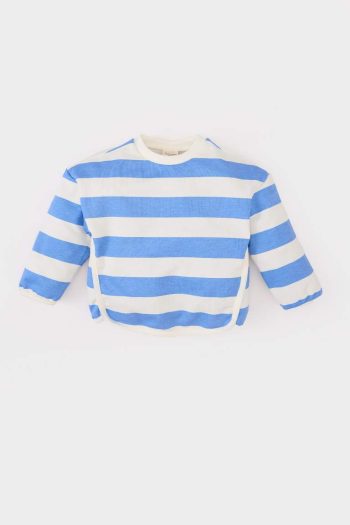 Girls' Striped Crew Neck Sweatshirt