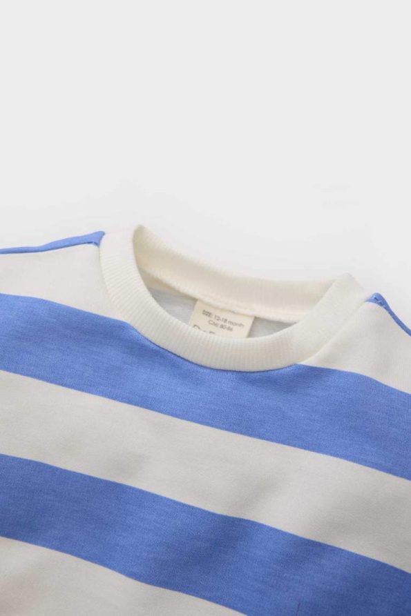 Girls' Striped Crew Neck Sweatshirt