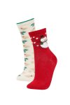 Girls' Christmas Themed 2-Pack Cotton Long Socks