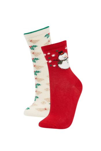 Girls' Christmas Themed 2-Pack Cotton Long Socks