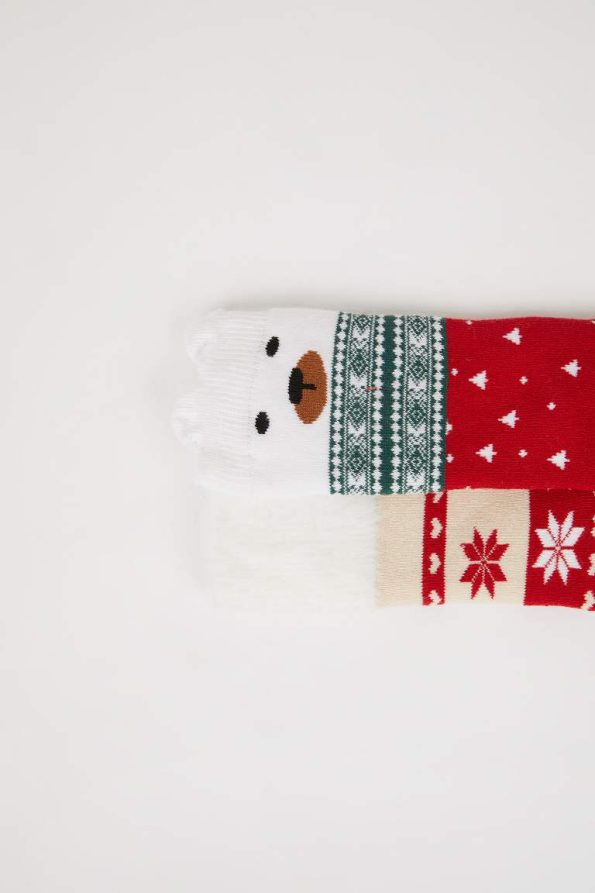 Girls' Christmas Themed Cotton Long Socks Set