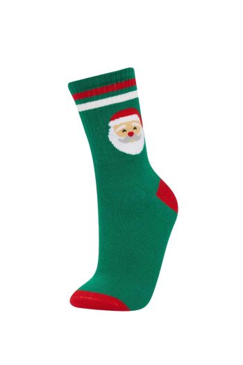 Girls' Christmas-Themed 2-Pack Cotton Long Socks