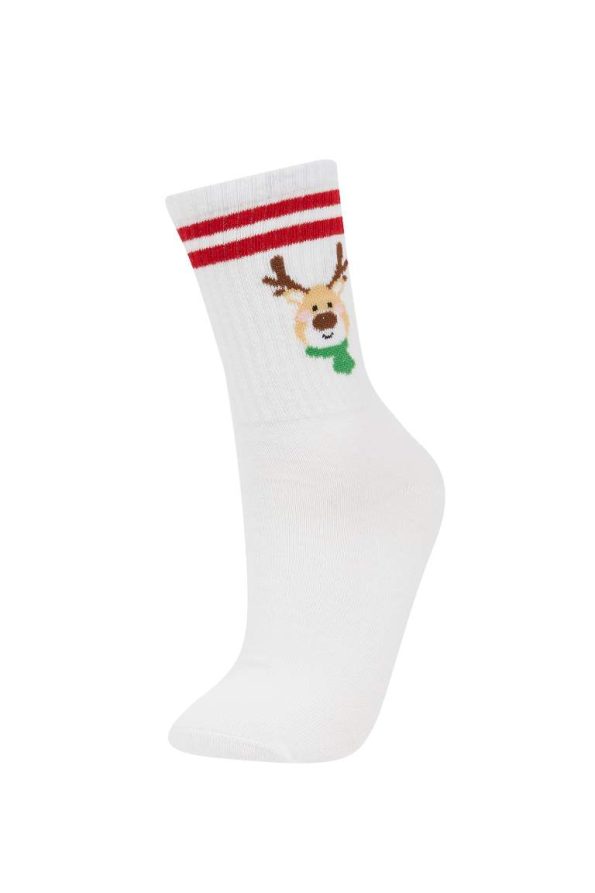 Girls' Christmas-Themed 2-Pack Cotton Long Socks