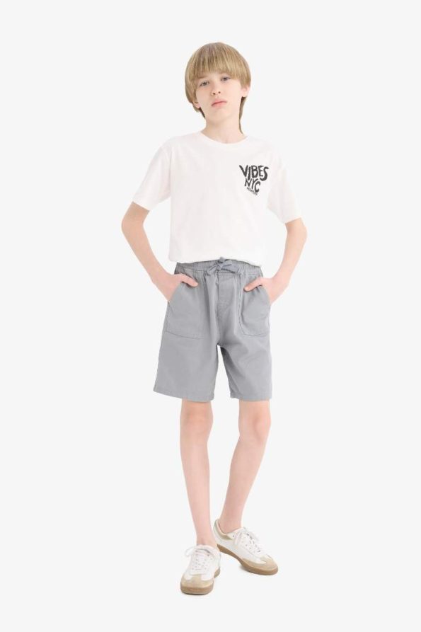Boys' Elastic Waist Pocket Gabardine Shorts