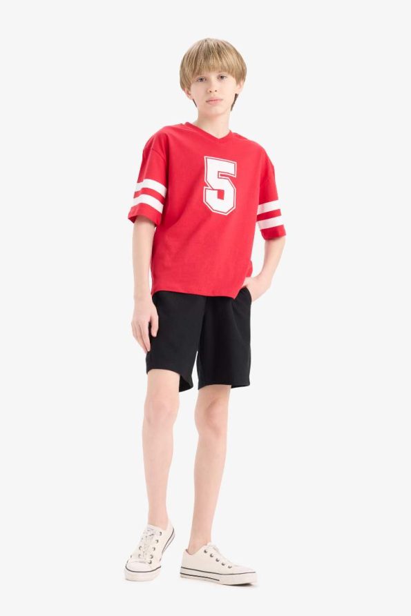 Boys' 2-Piece Set Printed Short Sleeve T-Shirt with Elastic Waist Shorts