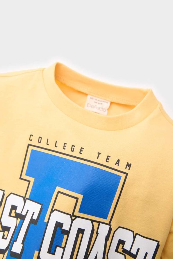Boys' Printed Long Sleeve T-Shirt with Crew Neck