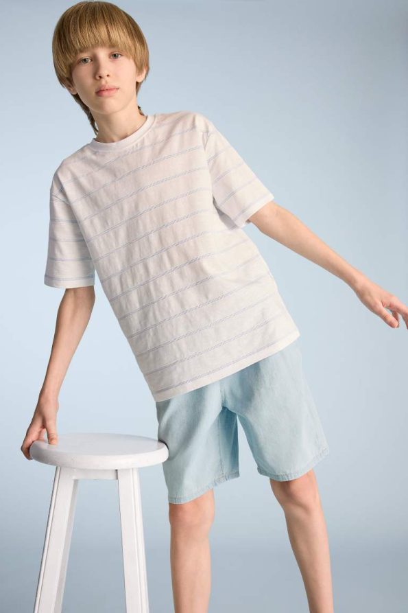 Boys' Striped Short Sleeve Crew Neck T-Shirt