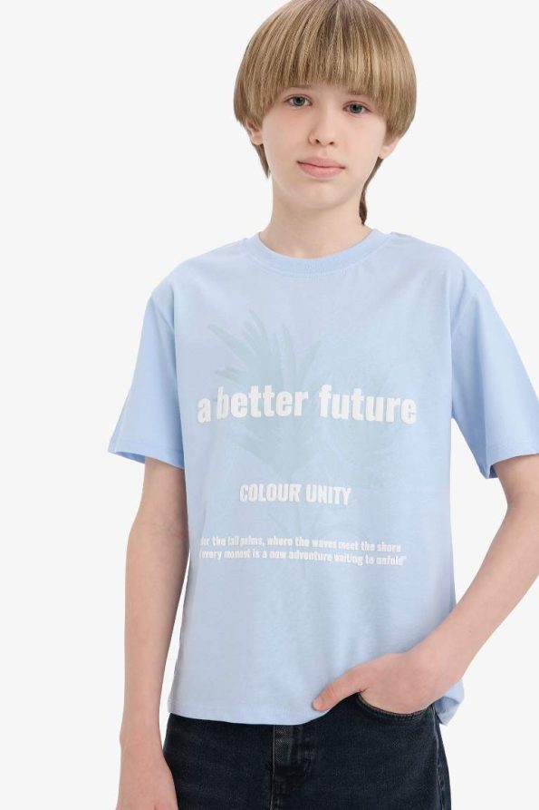 Boys' Printed Crew Neck Short Sleeve T-Shirt