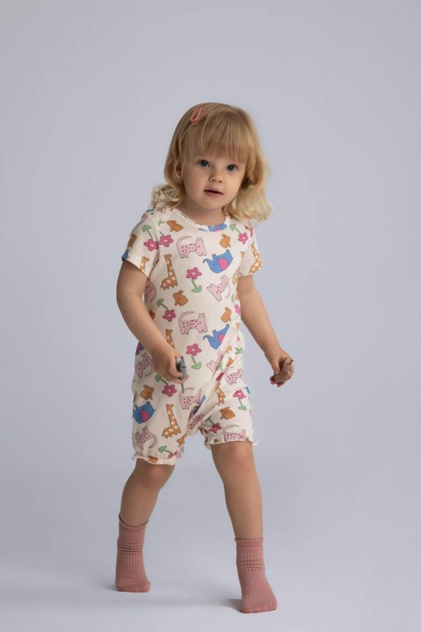 Baby Girls' Newborn Animal Print Short Sleeve Romper