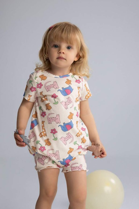 Baby Girls' Newborn Animal Print Short Sleeve Romper