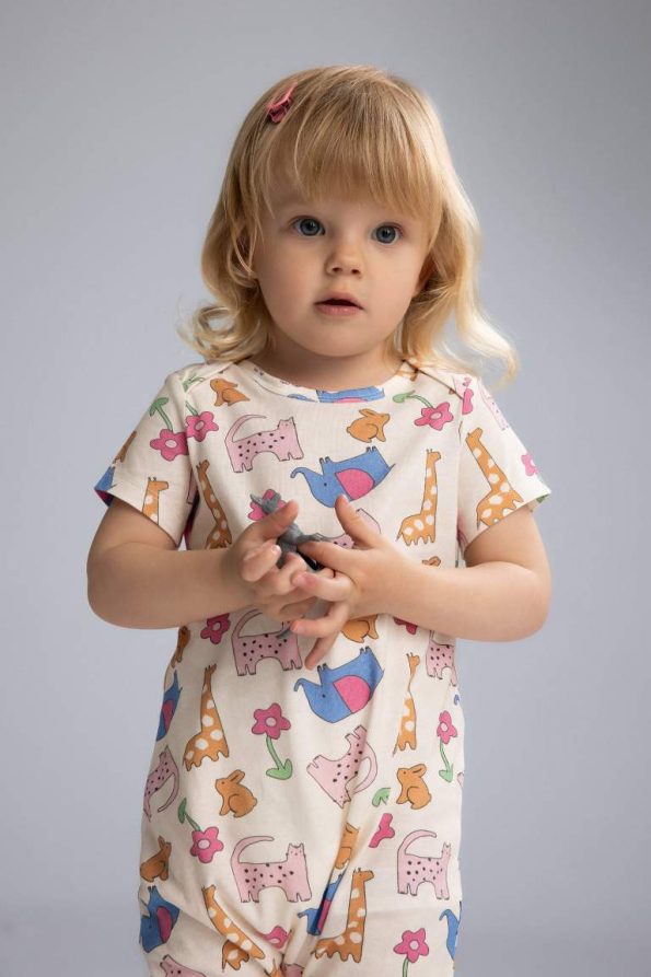 Baby Girls' Newborn Animal Print Short Sleeve Romper