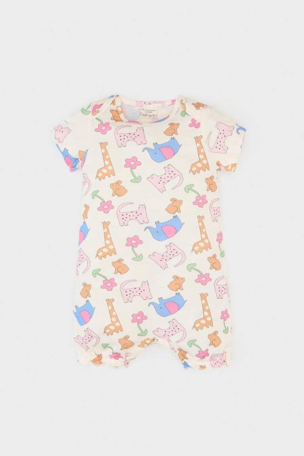 Baby Girls' Newborn Animal Print Short Sleeve Romper
