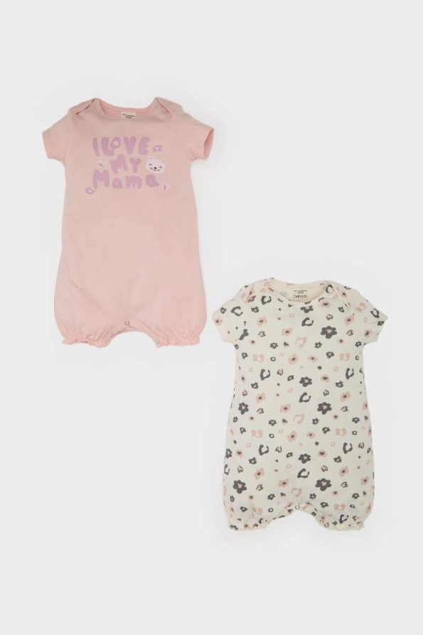 Girls' Newborn Cotton Short Sleeve Romper Set