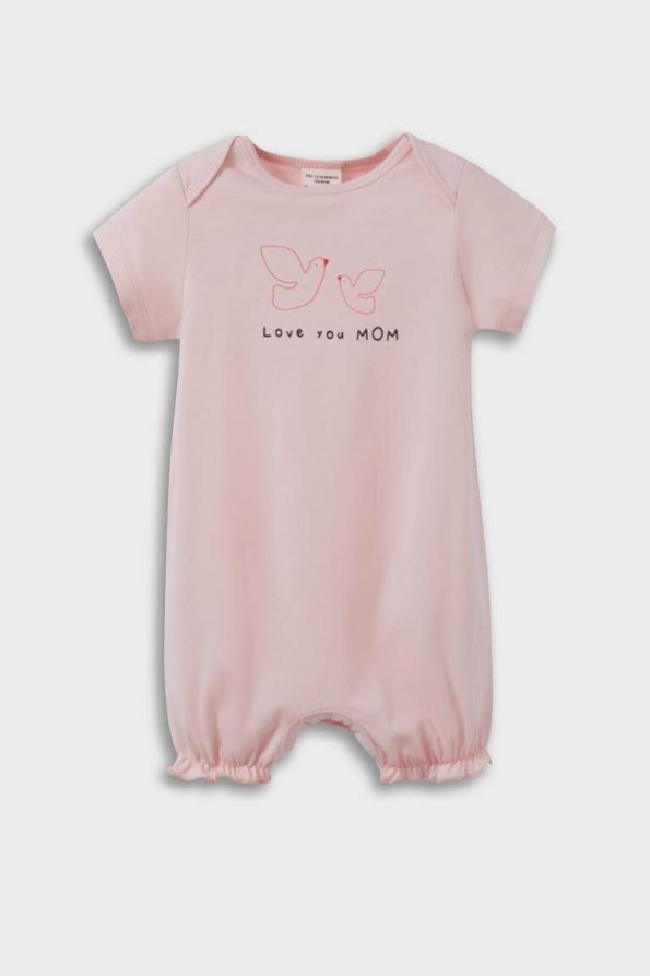 Newborn Girl's Printed Cotton Short Sleeve Romper Set