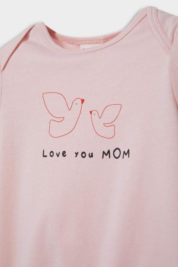Newborn Girl's Printed Cotton Short Sleeve Romper Set