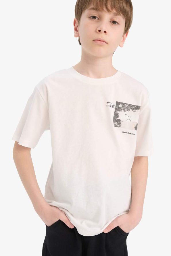 Boys' Printed Crew Neck Short Sleeve T-Shirt