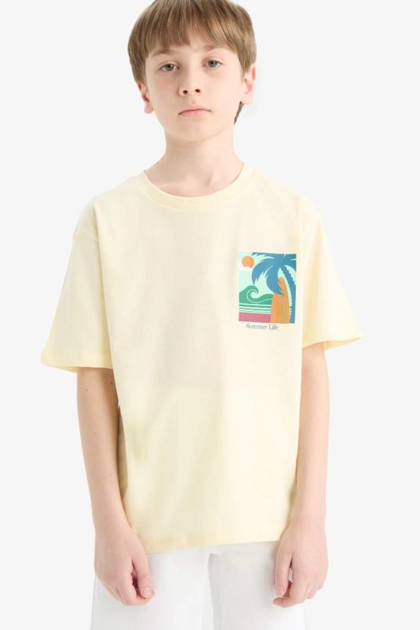 Boys' Printed Crew Neck Short Sleeve T-Shirt