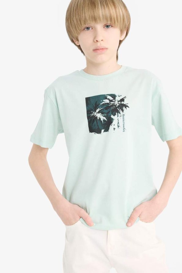 Boys' Printed Short Sleeve Crew Neck T-Shirt