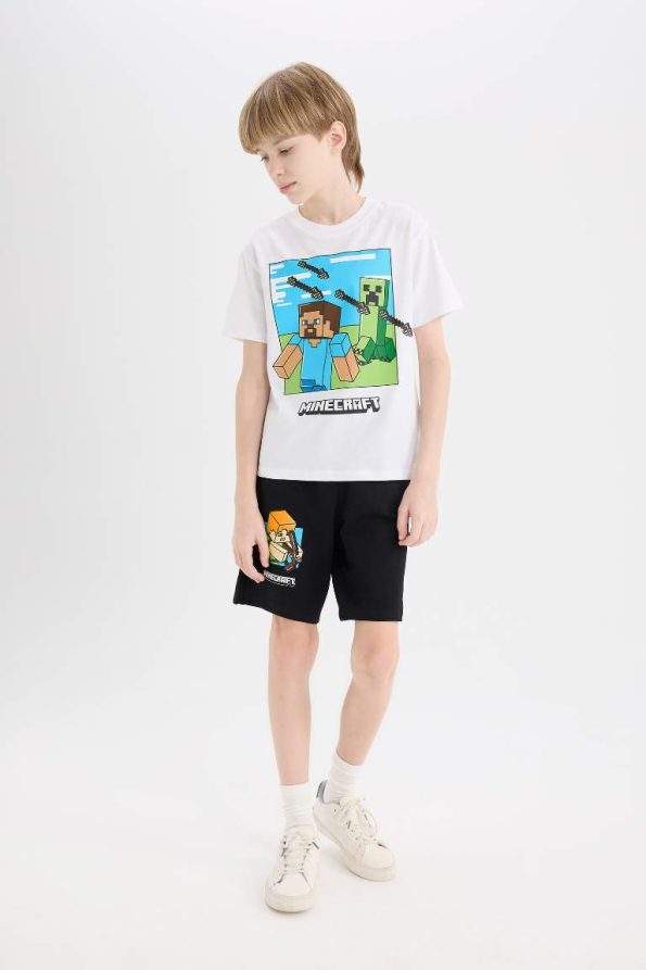 Boys' Minecraft Short Sleeve T-Shirt and Elastic Waist Shorts Set