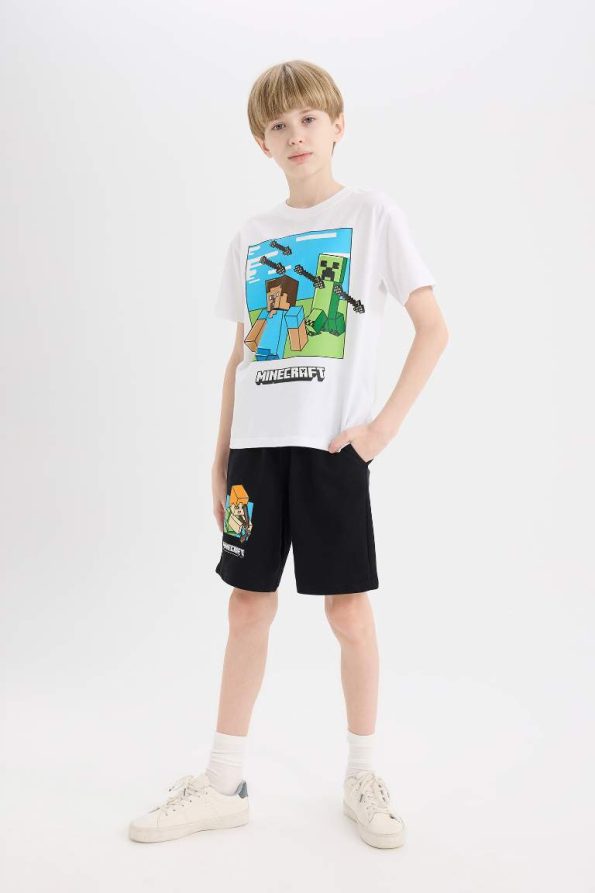 Boys' Minecraft Short Sleeve T-Shirt and Elastic Waist Shorts Set