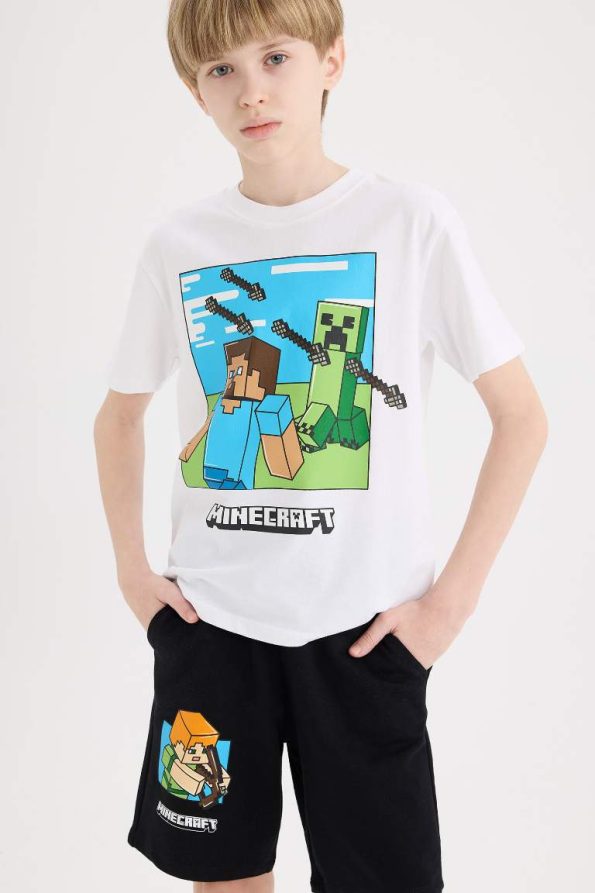 Boys' Minecraft Short Sleeve T-Shirt and Elastic Waist Shorts Set