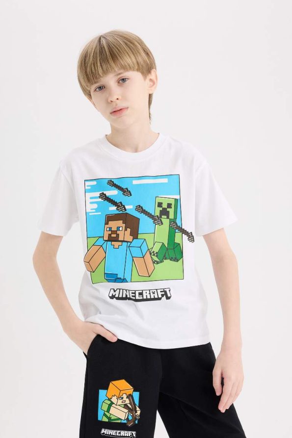 Boys' Minecraft Short Sleeve T-Shirt and Elastic Waist Shorts Set