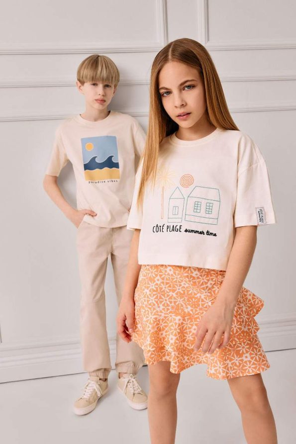 Girls' Boxy Fit Printed Short Sleeve T-Shirt