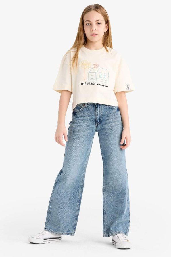 Girls' Boxy Fit Printed Short Sleeve T-Shirt