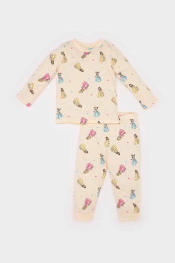 Girls' Disney Princess Long Sleeve Pajama Set with Elastic Waist