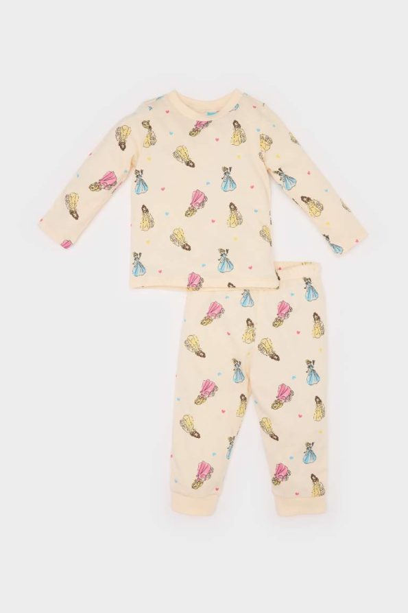 Girls' Disney Princess Long Sleeve Pajama Set with Elastic Waist