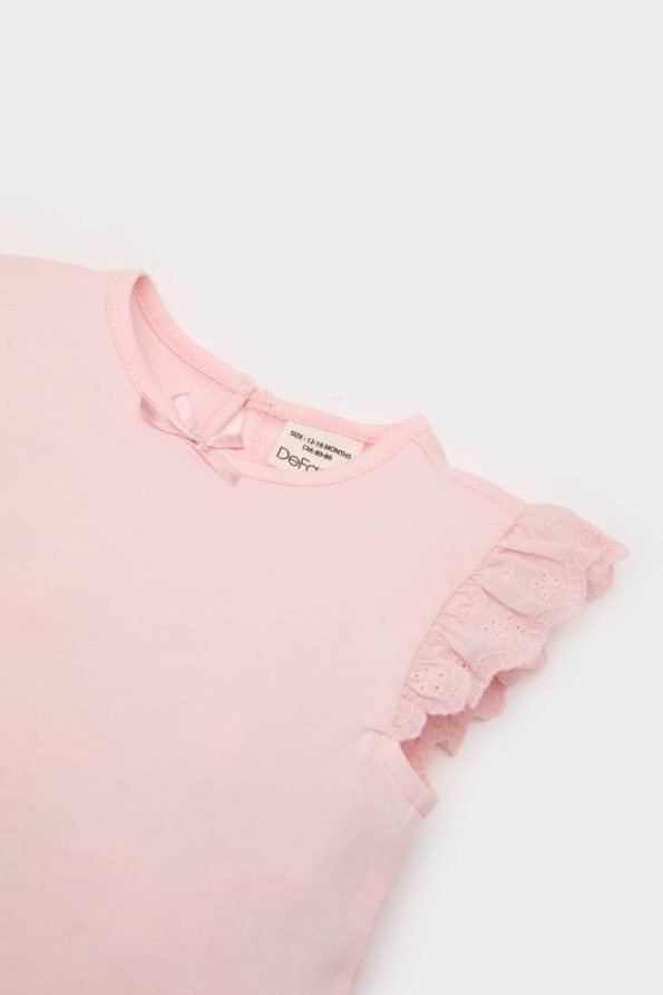 Girls' Baby Pajama Set Short Sleeve Cotton Top with Elastic Waist Shorts
