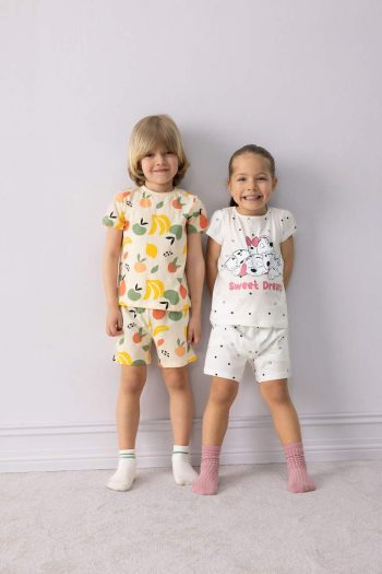 Girls' Baby 101 Dalmatians Pajama Set with Short Sleeve Top and Elastic Waist Shorts