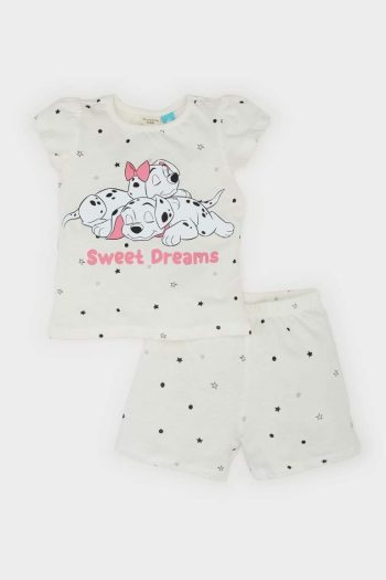 Girls' Baby 101 Dalmatians Pajama Set with Short Sleeve Top and Elastic Waist Shorts
