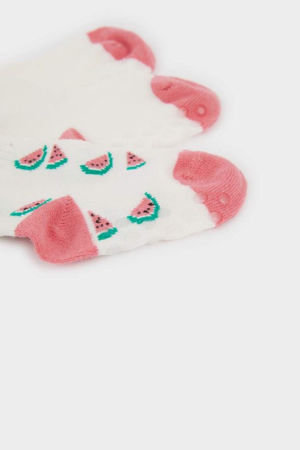 Non-Slip Sole 3-Pack Cotton Long Socks for Baby Girls