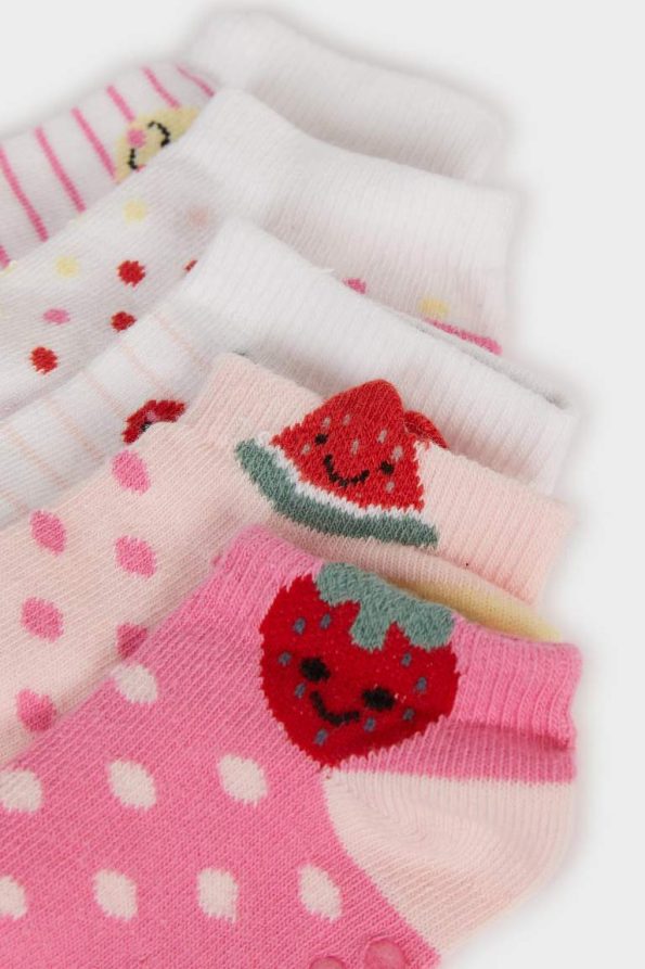 Non-Slip Sole 5-Pack Cotton Socks for Baby Girls