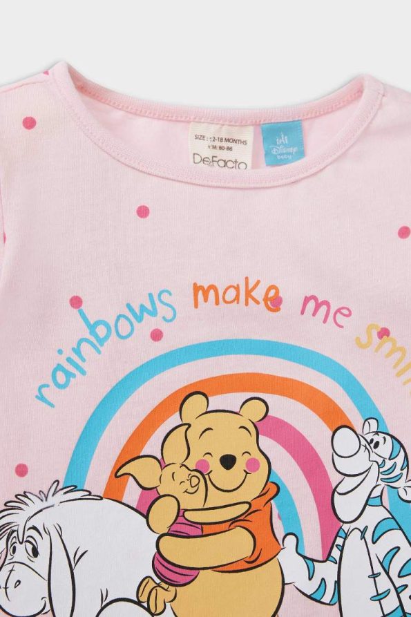 Girls' Disney Winnie The Pooh Pajama Set with Short Sleeves and Elastic Waist Shorts