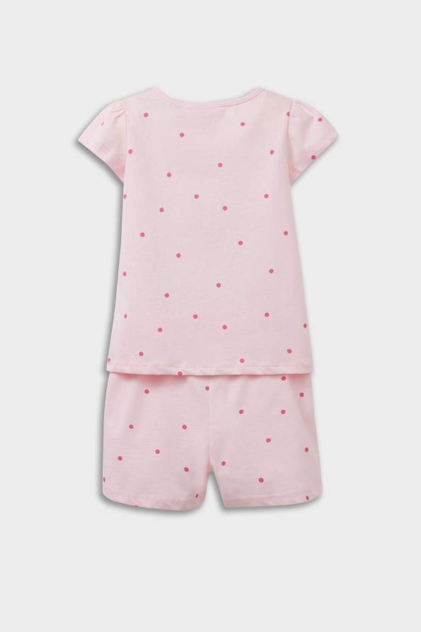 Girls' Disney Winnie The Pooh Pajama Set with Short Sleeves and Elastic Waist Shorts