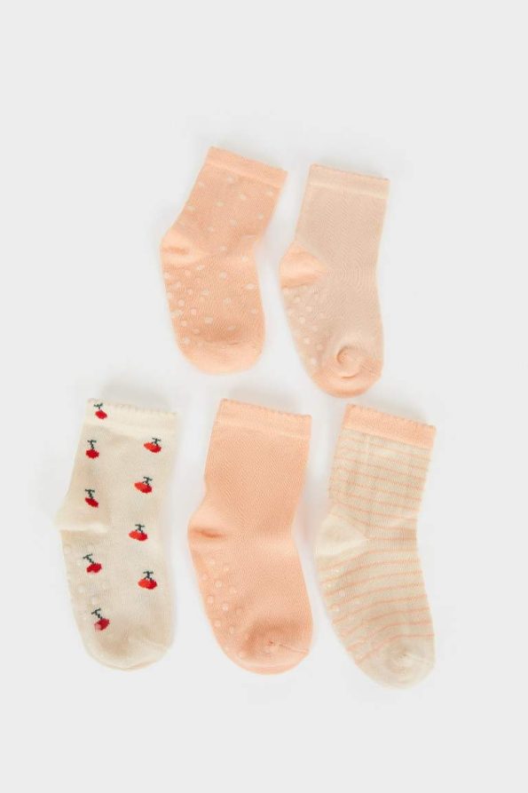 Non-Slip Sole Cotton Socks Set for Baby Girls