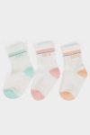 Non-Slip Sole Cotton Long Socks for Baby Girls - Set of 3
