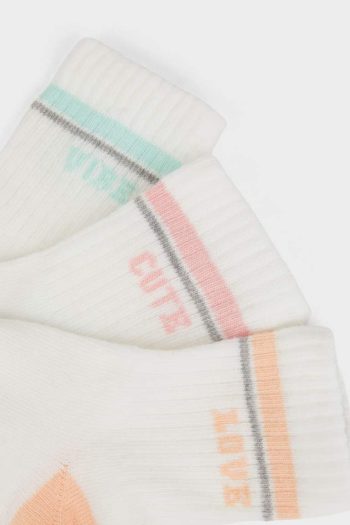 Non-Slip Sole Cotton Long Socks for Baby Girls - Set of 3