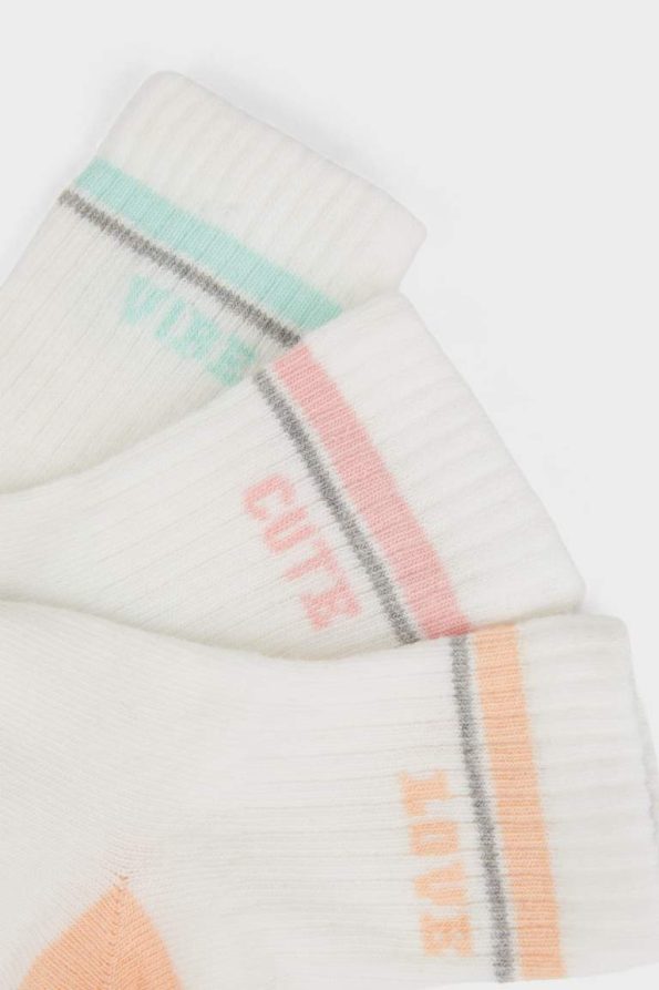 Non-Slip Sole Cotton Long Socks for Baby Girls - Set of 3