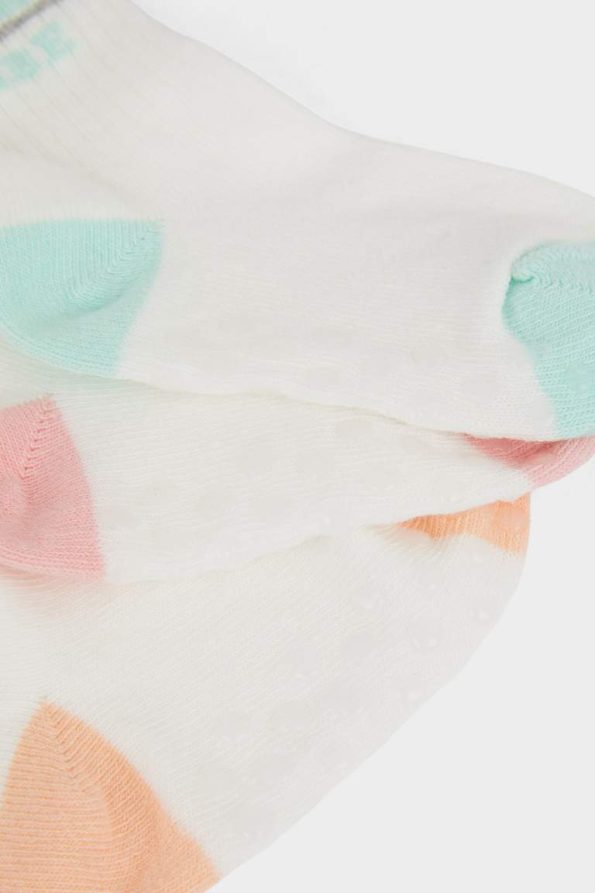 Non-Slip Sole Cotton Long Socks for Baby Girls - Set of 3