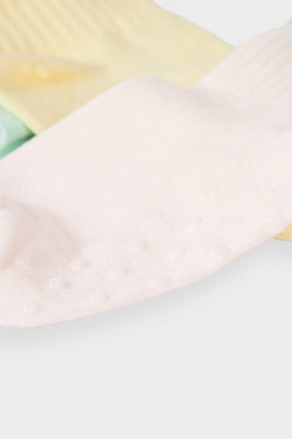 Non-Slip Sole 3-Pack Cotton Long Socks for Baby Girls