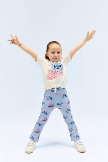 Girls' Baby Disney Lilo & Stitch 2-Piece Set with Short Sleeve T-Shirt and Flared Leggings