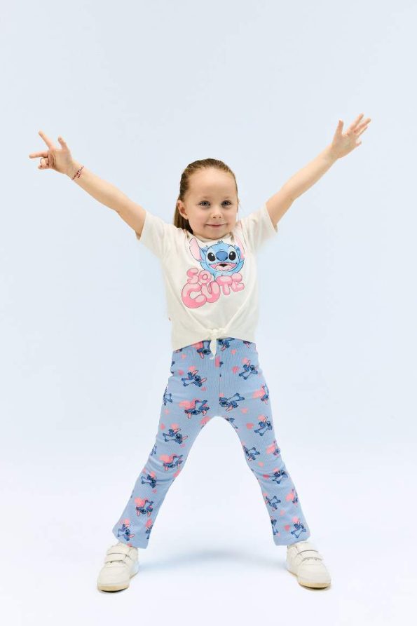 Girls' Baby Disney Lilo & Stitch 2-Piece Set with Short Sleeve T-Shirt and Flared Leggings